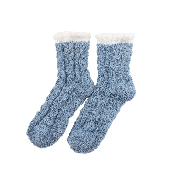 Womens Socks Comfort Fuzzy Plush Warm Sleeping Socks Compression Socks for Women Blue One Size
