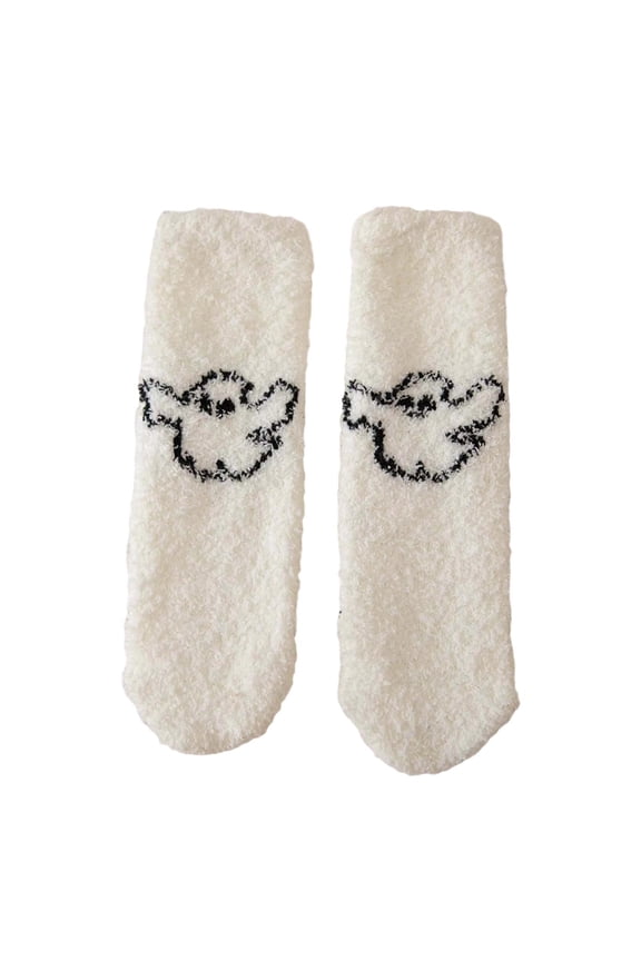 10 Pairs Womens Socks Cozy Slipper Decorative Sleep Short Unisex Boot Socks,White2,One Size