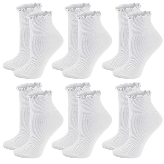 Womens Socks Crew 6-Pack Solid Color Breathable Double Needle