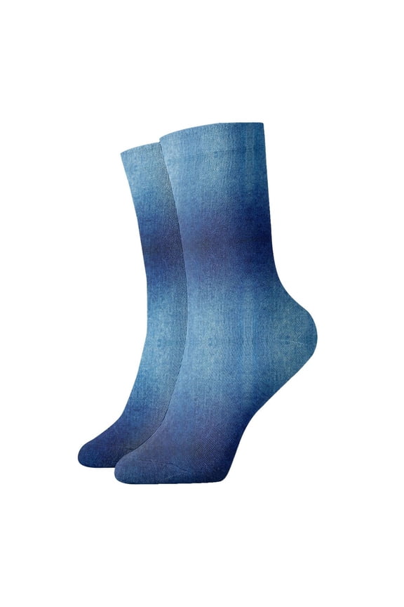 Womens Socks Denim Blue Novelty Funny Quarter Socks for Mens