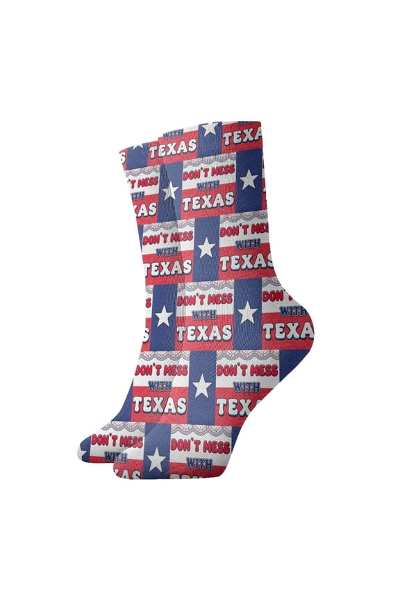 Womens Socks Don'T Mess With Texas Flag Novelty Funny Quarter Socks for Mens