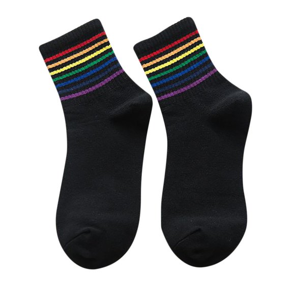 10 Pairs Womens Socks Fashion Chrismas Striped Rainbow Unisex Ankle Socks,D,One Size