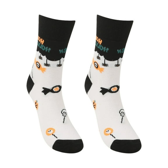 Womens Socks Halloween Pumpkin Novelty Print Crew Socks Mid Calf Length Casual Party Fall Funny Socks for Women