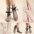 thumbnail image 1 of Womens Socks Helii Casual Lightweight Breathable Lace Sheer Bow Crew Socks Casual Sweet Solid Color Socking Y2K Vacation Travel Wear Trendy (Black), 1 of 3