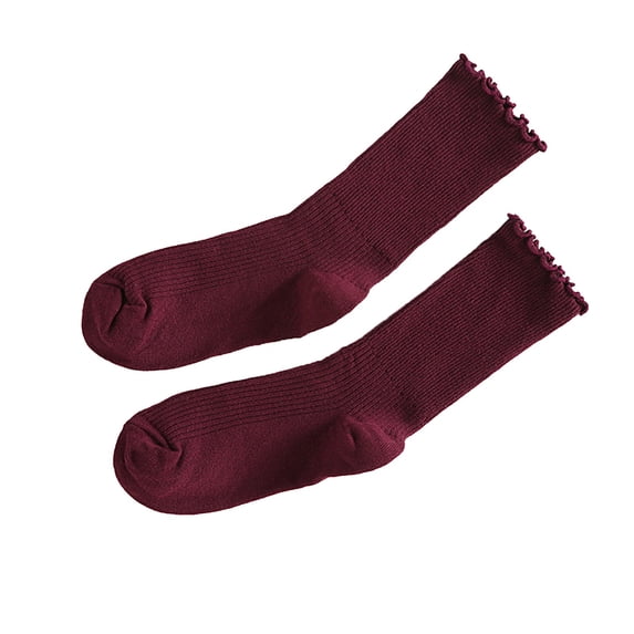 Womens Socks Japanese Style Thin Cotton Stacking Crew Socks Compression Socks for Women Red One Size
