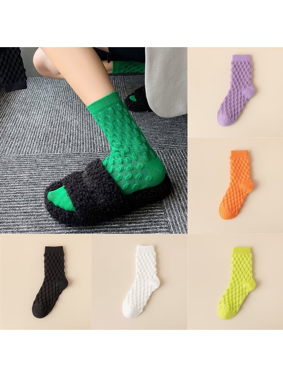 Womens Socks Mide Tube Socks Candy Colors Socks Colorful Lightweight Cotton Athletic Socks Sport Socks Hiking Socks for Women Orange One Size
