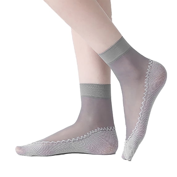 Womens Socks Nylon Ankle High Comfort Socks 10 Pack Compression Socks for Women Gray One Size