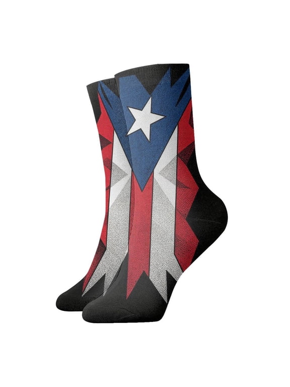 Womens Socks Puerto-Rico-Flag Vintage Novelty Funny Quarter Socks for Mens