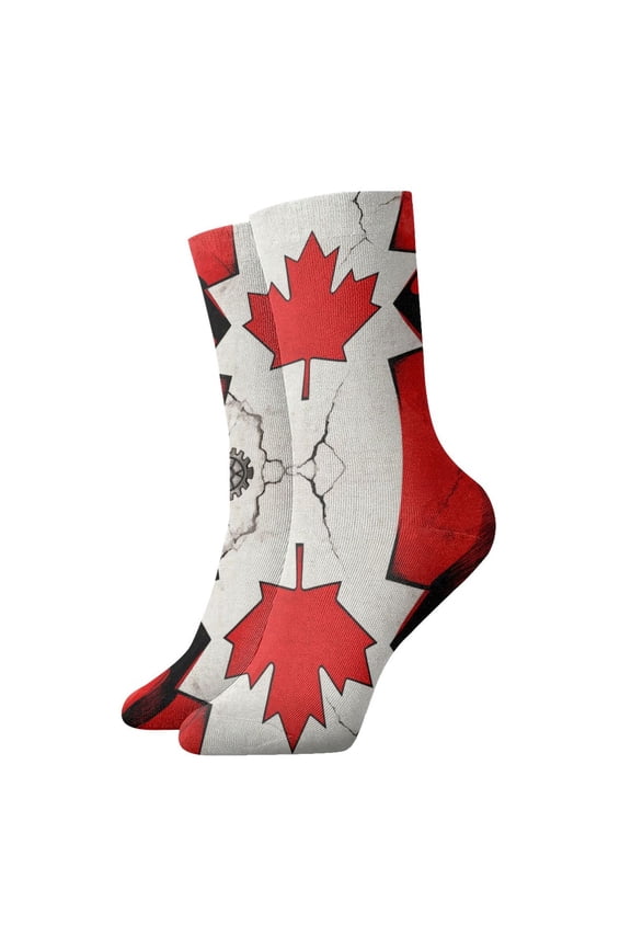 Womens Socks Retro Canada Flag Country Novelty Funny Quarter Socks for Mens