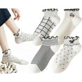 thumbnail image 1 of Womens Socks Ruffle Ankle Striped Bows Argyl Plaid Dots White Cotton Sock Crew, 1 of 9