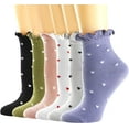 thumbnail image 1 of Womens Socks, Ruffle Casual Ankle Socks Breathable Cool Cotton Knit Lettuce Crew Sock 6 Pack, 1 of 7
