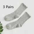 thumbnail image 1 of Womens Socks. Ruffle Turn-Cuff Casual Ankle Socks Breathable Cool Knit Cotton Lettuce Crew Frilly Sock 3 Pack-Light Grey-3 pairs, 1 of 5