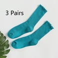 thumbnail image 1 of Womens Socks. Ruffle Turn-Cuff Casual Ankle Socks Breathable Cool Knit Cotton Lettuce Crew Frilly Sock 3 Pack, 1 of 5