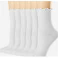 thumbnail image 1 of Womens Socks, Ruffle Turn-Cuff Casual Crew Socks Breathable Cool Knit Cotton Lettuce Ankle Frilly Sock 6 Pack, 1 of 4