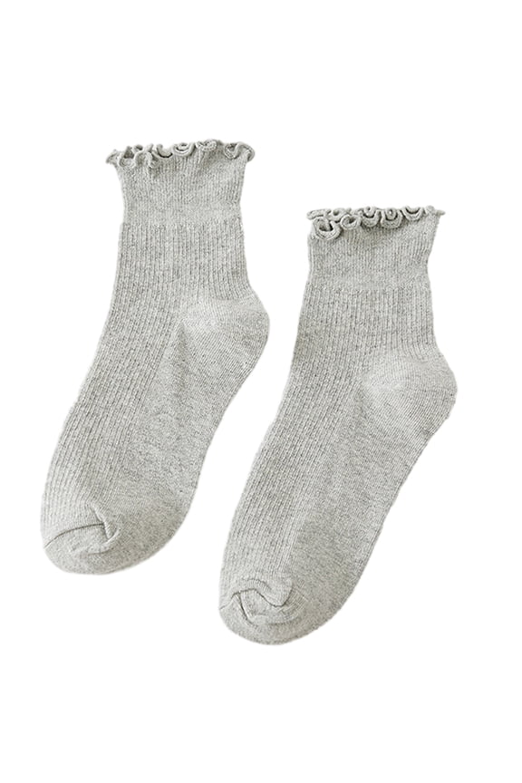 Womens Socks,Ruffle Turn-Cuffs Short Socks Casual Ankle Socks Breathable Cotton Bootie Socks Sweet Frilly Crews Socks