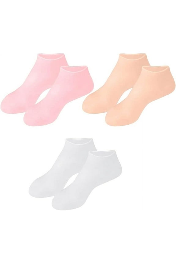 Womens Socks Silicone Socks for Women, Silicone Heel Socks Aloe Socks Pedicure Socks Moisturizing Socks SPA Socks for Cracked Feet Women, 3pair (L, Mixed Color) Ladies Socks
