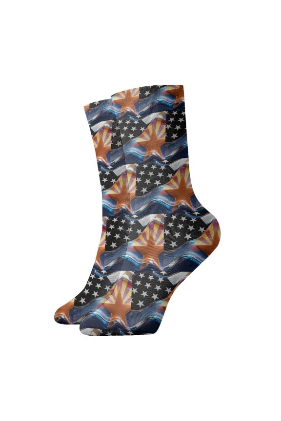 Womens Socks Thin Blue Line Arizona Flag Novelty Funny Quarter Socks for Mens