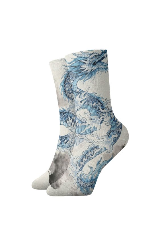 Womens Socks Tradition Chinese Dragon Novelty Funny Quarter Socks for Mens