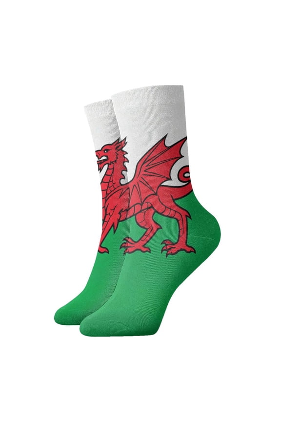 Womens Socks Welsh Flag Novelty Funny Quarter Socks for Mens