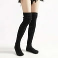 thumbnail image 1 of Womens Socks Women's Warm Solid Color Over-the-Knee Socks Women's Cable Knitted Stacked Socks Dance Socks over Shoes Black M, 1 of 5