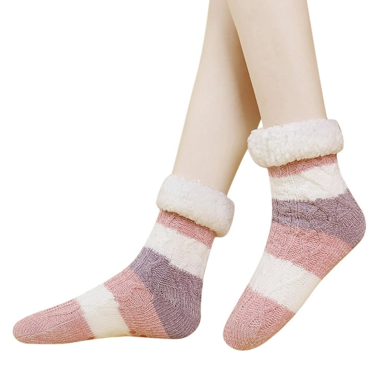 Womens Socks with Grippers on Bottom Girls Soft Socks Winter Home Socks for  Women Fluffy Socks with Grips