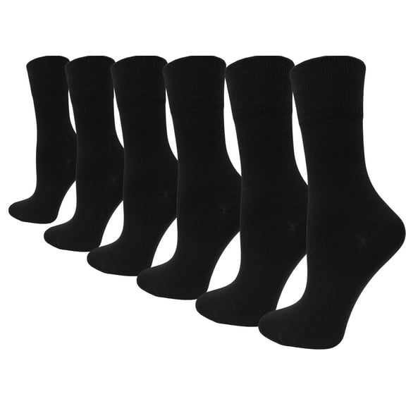 Womens Soft Bamboo Dress Socks, 6 Pairs Lightweight Premium Thin Crew Socks Bulk Pack (Black)