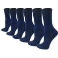 thumbnail image 1 of Womens Soft Bamboo Dress Socks, 6 Pairs Lightweight Premium Thin Crew Socks Bulk Pack (Navy), 1 of 3