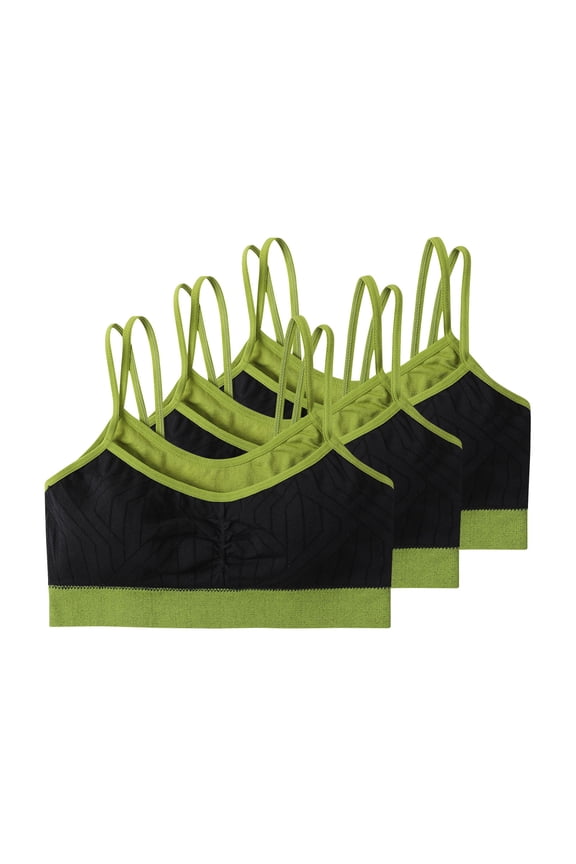 Womens Soft Bralette 3 Pack Wirefree, Green Comfort Bra for Everyday & Yoga, Light Support Wireless Seamless Lounge Bra,Size M