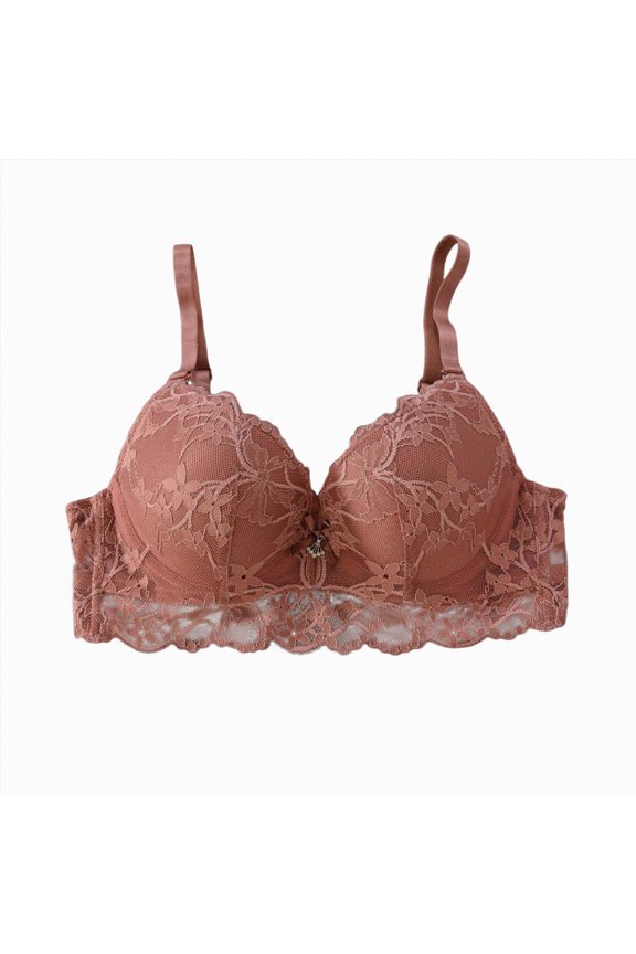 Womens Soft Comfortable No Underwire Bras V Neck Seamless Push Up Bralettes Full Coverage Tshirt Brassier(Brick Red,90B)