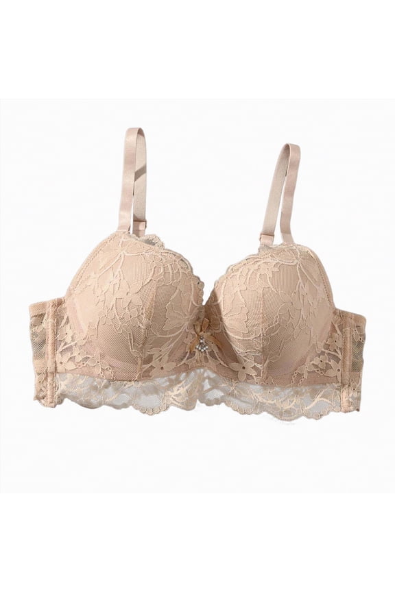 Womens Soft Comfortable No Underwire Bras V Neck Seamless Push Up Bralettes Full Coverage Tshirt Brassier(Khaki,90B)