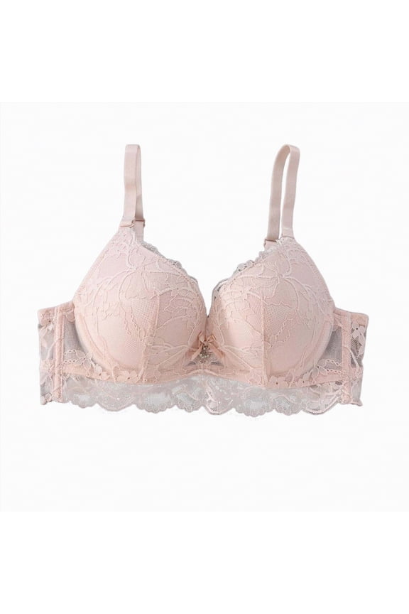 Womens Soft Comfortable No Underwire Bras V Neck Seamless Push Up Bralettes Full Coverage Tshirt Brassier(Pink,75C)