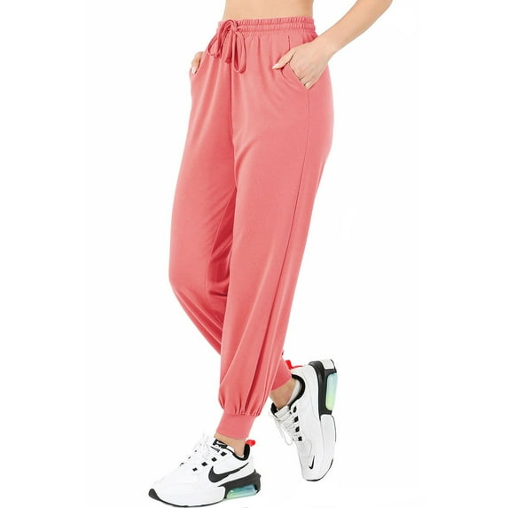 Womens Soft French Terry Loose Fit Drawstring Jogger Pants
