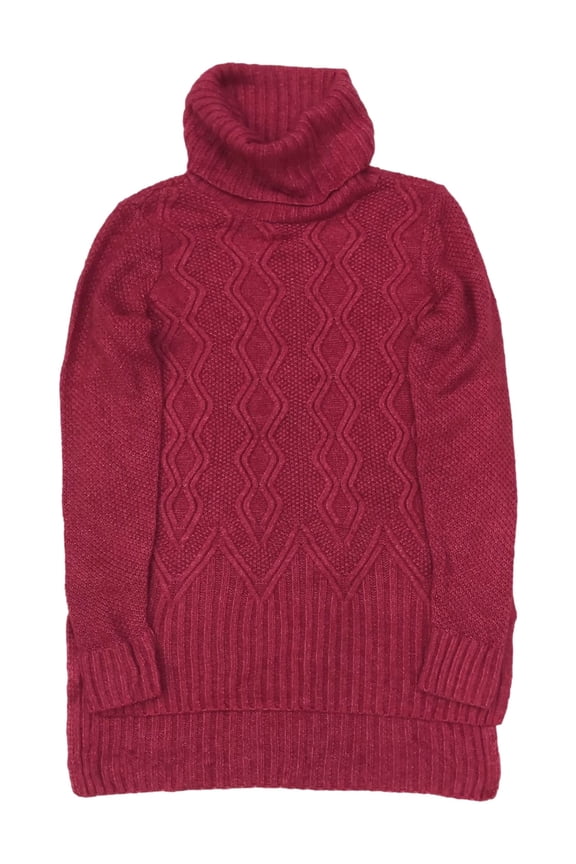 Womens Soft Fuschia Hot Pink Cable Knit Turtleneck Sweater Medium