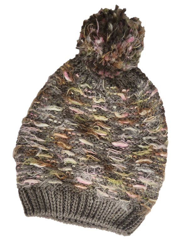 Womens Soft Fuzzy Knit Gray Pink Green Gold Beanie Stocking Cap Hat