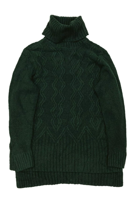 Womens Soft Green Cowl Neck Cable Knit Turtleneck Sweater XX-Large