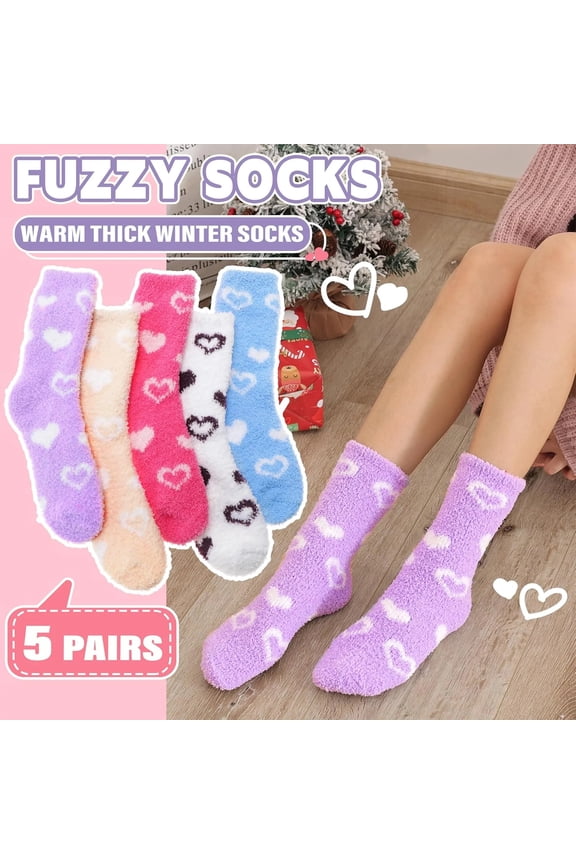 Womens Soft Home Socks Thermal Thick Coral Fleece Plush Winter Warm Fuzzy Non Slip Indoor Socks 2026 White ONE SIZE