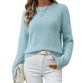 thumbnail image 1 of Womens Soft Knit Sweater Fall Dressy Casual Pullover Tops Light Blue XL, 1 of 8
