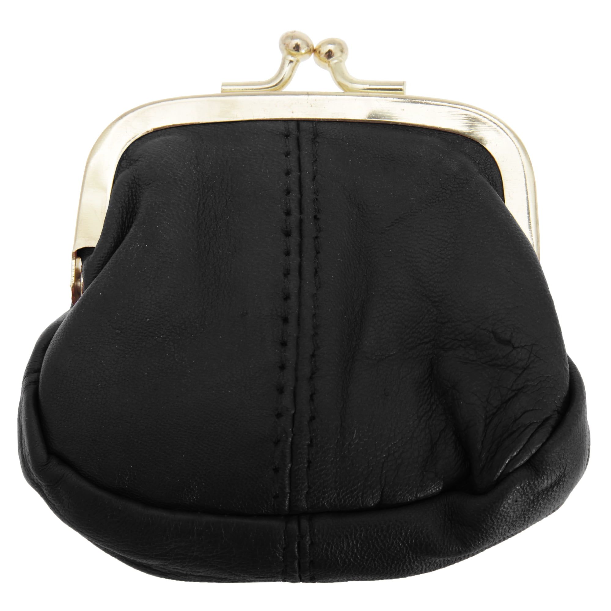Womens Soft Leather Coin Purse With Metal Clasp 