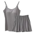 thumbnail image 1 of Womens Soft Modal Pajamas Set 2 Piece Sleeveless Built in Bra Camisole Top Nightshirt and Shorts Sleep Loungewear (3X-Large, Dark Gray), 1 of 5