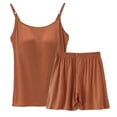 thumbnail image 1 of Womens Soft Modal Pajamas Set 2 Piece Sleeveless Built in Bra Camisole Top Nightshirt and Shorts Sleep Loungewear (Medium, Brown), 1 of 6