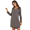 thumbnail image 1 of Womens Soft Nightgowns Sleepwear 3/4 Sleeve with Lace Trim Night Shirts V Neck Sleep Dress Loose Nighties, 1 of 5