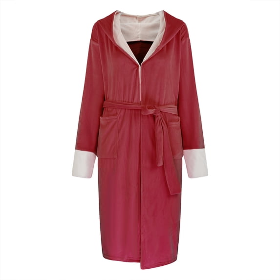 Womens Soft Pajama Clearance- Long Sleeve Bathrobes Silk Satin Sexy Plus Size Robe Sleepwear Red Size L