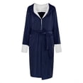 thumbnail image 1 of Womens Soft Pajama Clearance- Long Sleeve Silk Satin Sexy Bathrobes Plus Size Robe Sleepwear Dark Blue Size 3XL, 1 of 3