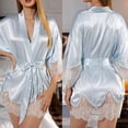 thumbnail image 1 of Womens Soft Pajama Clearance- Printed Silk Satin Sexy Bathrobes Plus Size Robe Sleepwear Blue Size S, 1 of 9