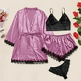 thumbnail image 1 of Womens Soft Pajama Clearance- Sexy Lace Silk Satin Bathrobes Plus Size Robe Sleepwear Hot Pink Size XL, 1 of 3