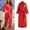 thumbnail image 1 of Womens Soft Pajama Clearance- Sexy Printed Bathrobes Silk Satin Plus Size Robe Sleepwear Red Size L, 1 of 9