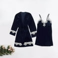 thumbnail image 1 of Womens Soft Pajama Clearance- Silk Satin Two-Piece Set Bathrobes Sexy Plus Size Robe Sleepwear Navy Size M, 1 of 3