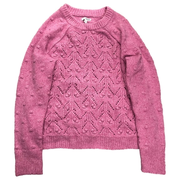Womens Soft Pink Lumpy Cable Knit Hoodie Style Pull-Over Sweater X-Large