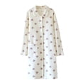 thumbnail image 1 of Womens Soft Printed V-neck Long-sleeved Button Cardigan Pocket Bathrobe In Fall And Winter Home Service Nightgown, 1 of 2