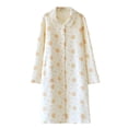 thumbnail image 1 of Womens Soft Printed V-neck Long-sleeved Button Cardigan Pocket Bathrobe In Fall And Winter Home Service Nightgown, 1 of 7